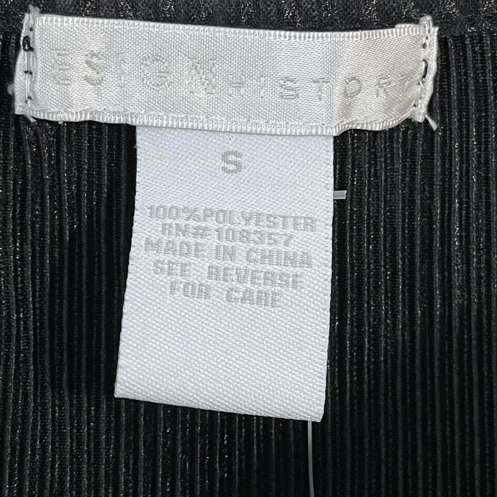 Design History Women’s Size Small Onyx Black Ribbed Pleated Cold Shoulder Top - Picture 5 of 12